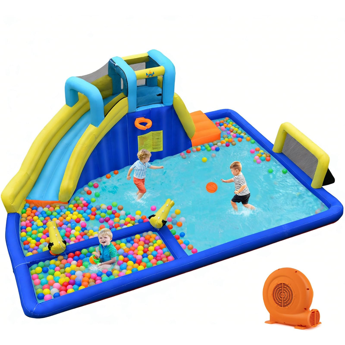 BOUNTECH Giant Inflatable Water Slide Park with Splash Pool