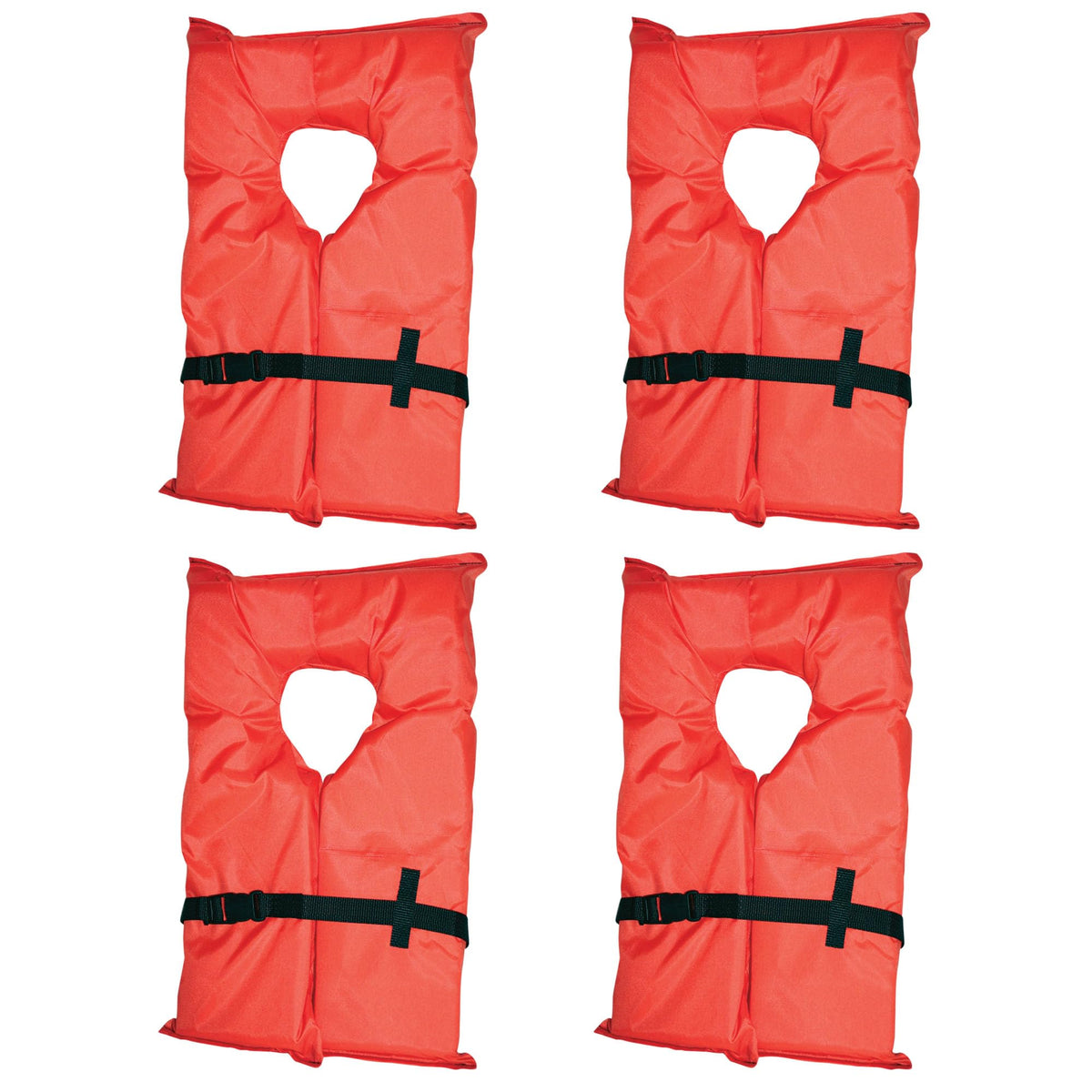 Absolute Outdoor Kent Clear Storage Bag with Type II Life Jackets, 4 Each (Adult, Orange)