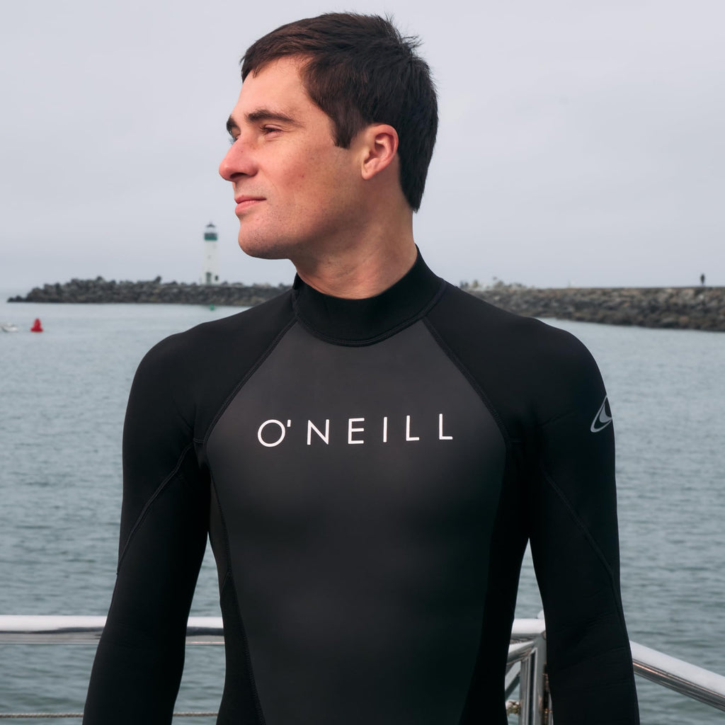 O'Neill Men's Reactor-2 3:2mm Back Zip Full Wetsuit, Lightweight Warmth with Good Flexibility for Surfing, Paddleboarding, Kayaking