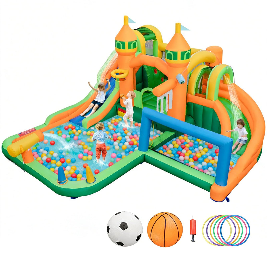 BOUNTECH Giant Inflatable Water Slide Park with Splash Pool