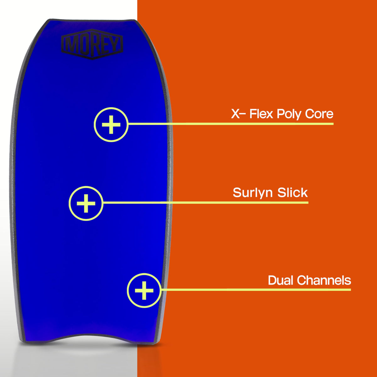MOREY® Mach 10. Pro Series Bodyboard Built with Strong, Durable Core & Mesh, Slick Bottom for Speed & Crescent Tail (2025 Model)