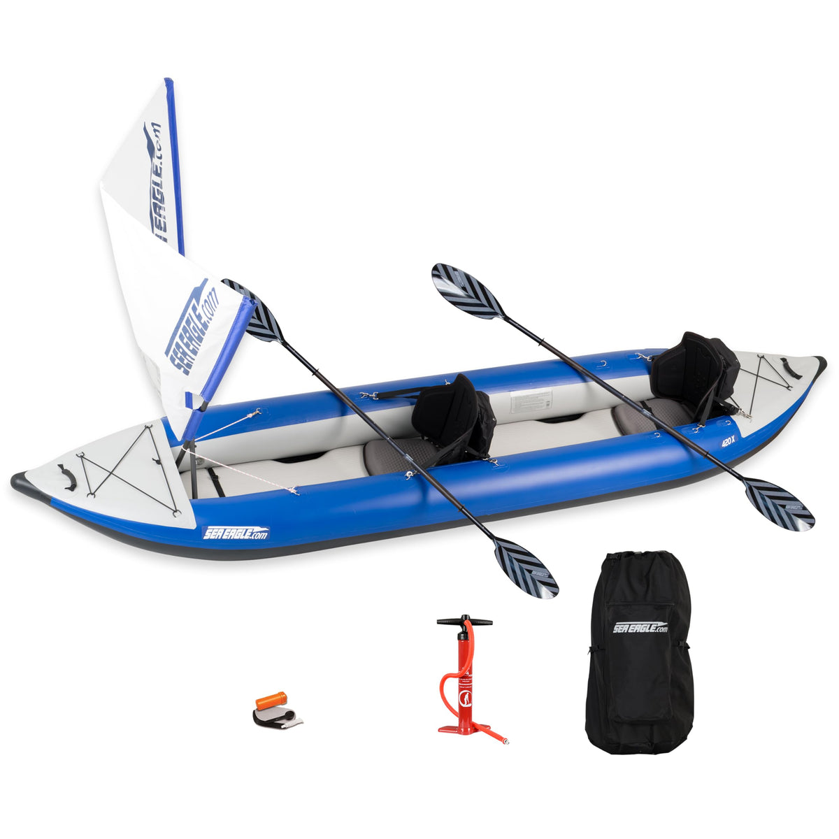 Sea Eagle 420X Explorer Inflatable Kayak- Fishing, Touring, Camping, Exploring &White Watering-Self Bailing, Removable Skeg, Drop Stitch Floor