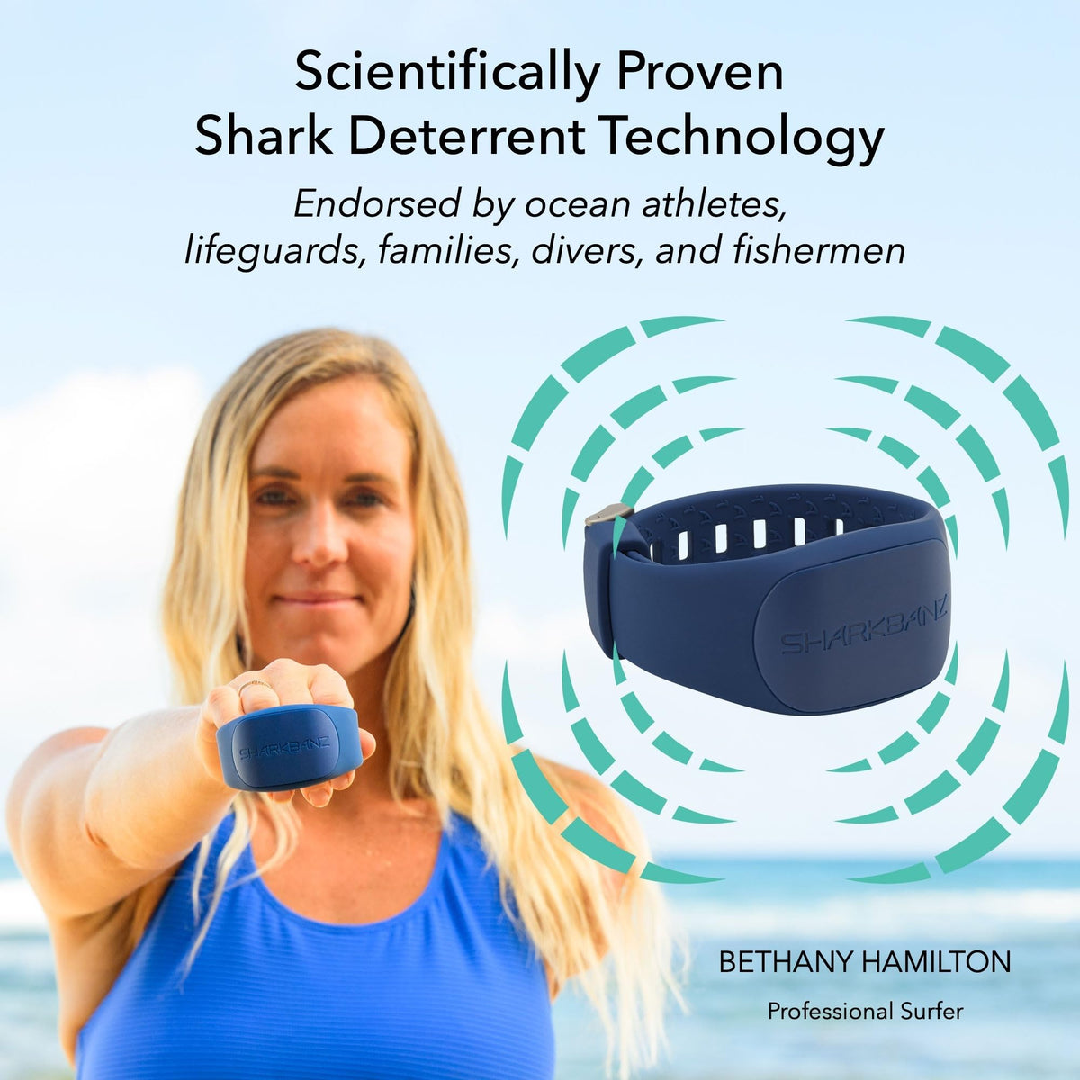 SHARKBANZ - Official Magnetic Shark Deterrent Band for Swimming, Surfing, Diving, and All Ocean Sports - Proven & Patented