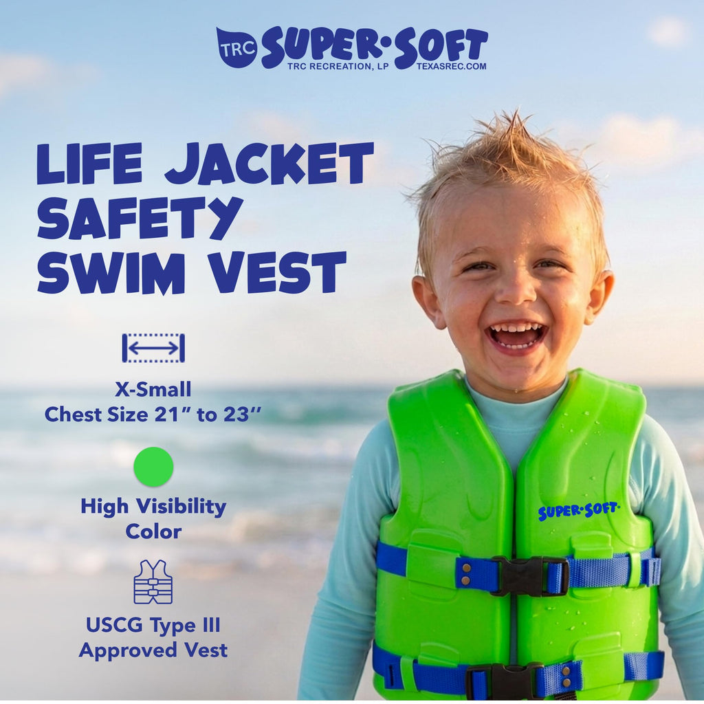 TRC Recreation Super Soft Child Life Jacket USCG Approved Vinyl Coated Foam Swim Vest for Kids Swimming Pool and Beach Gear