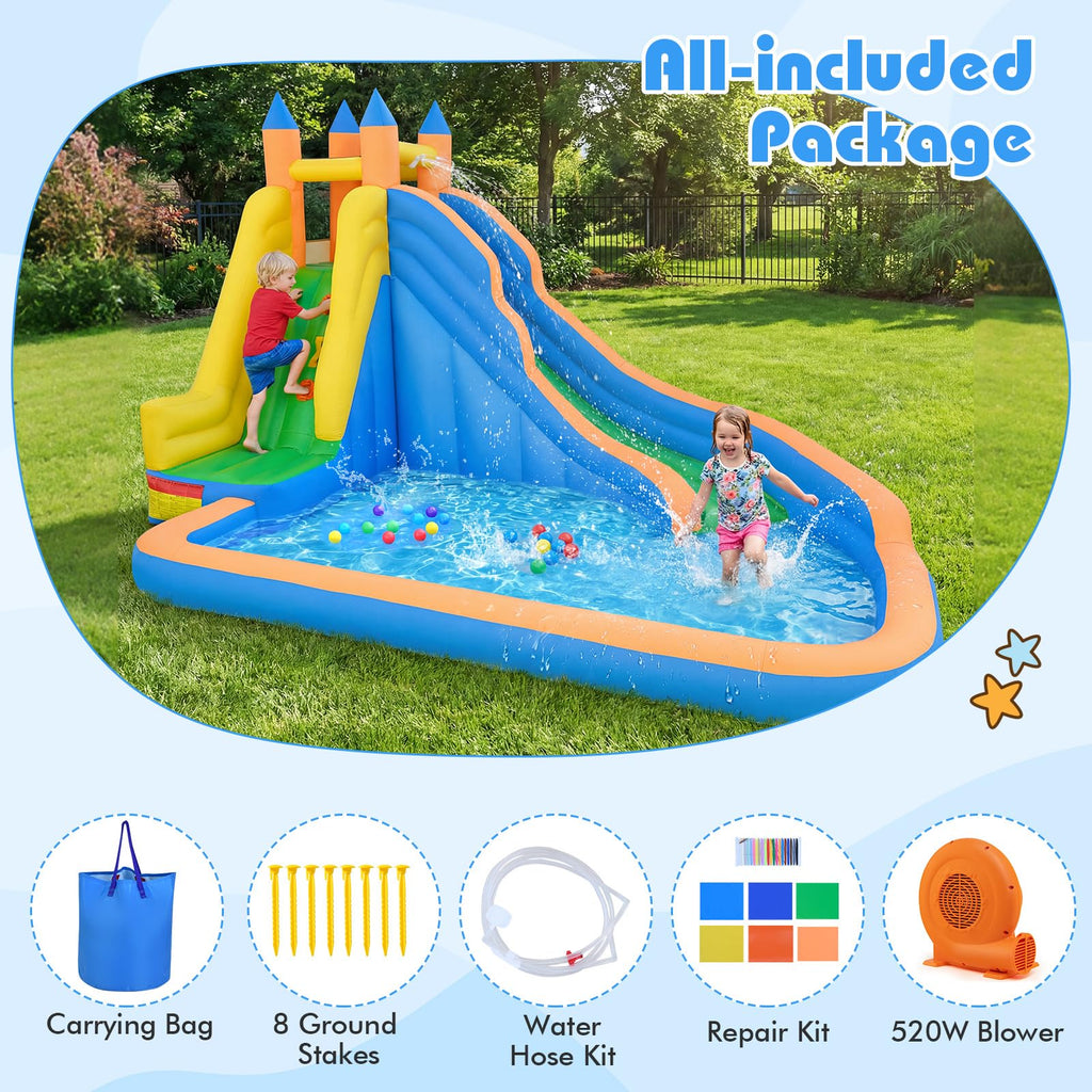 Costzon Inflatable Water Slide Bounce House with Climbing Wall