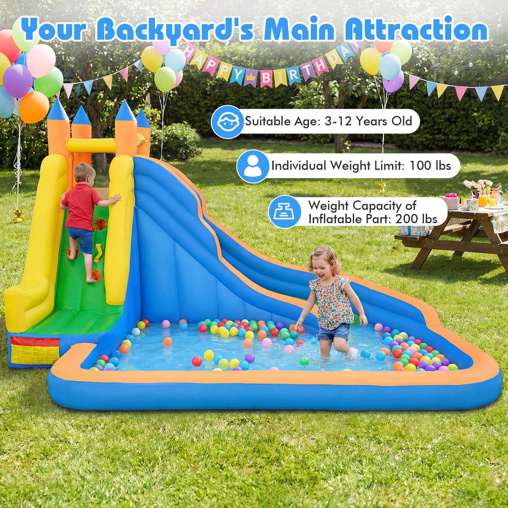 Costzon Inflatable Water Slide Bounce House with Climbing Wall