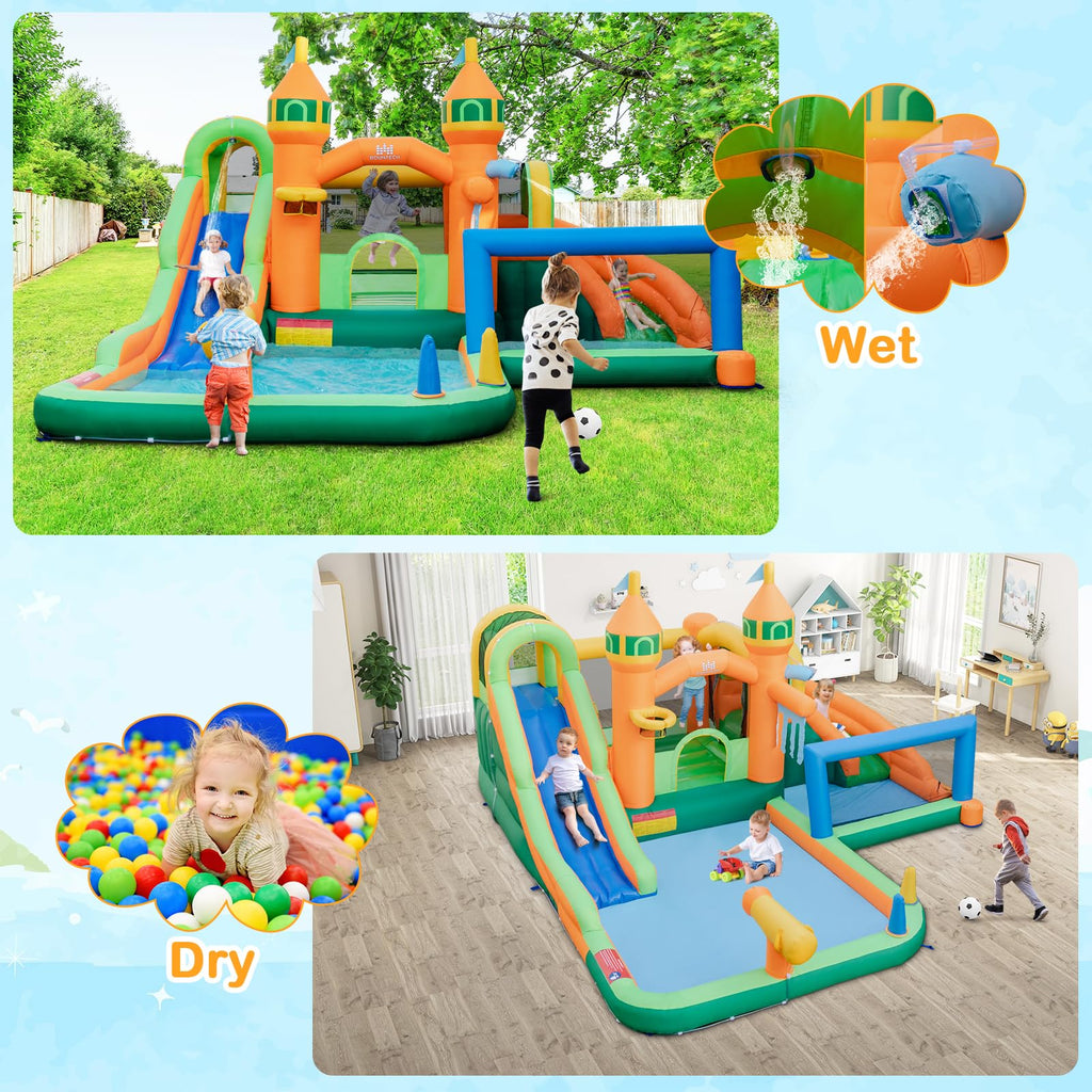 BOUNTECH Giant Inflatable Water Slide Park with Splash Pool