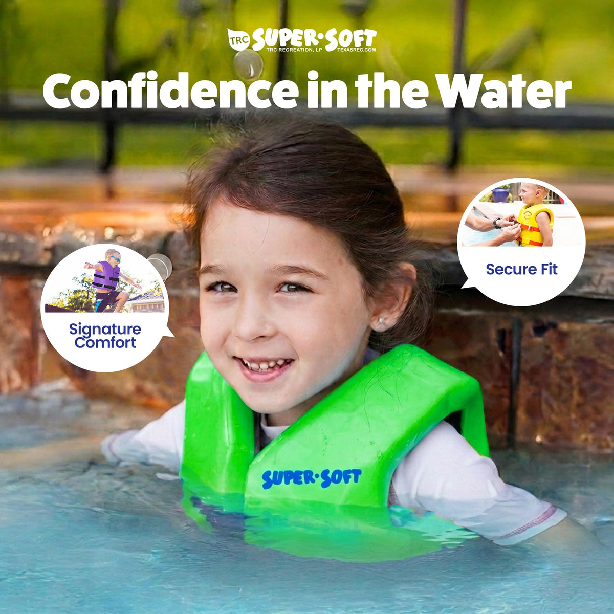 TRC Recreation Super Soft Child Life Jacket USCG Approved Vinyl Coated Foam Swim Vest for Kids Swimming Pool and Beach Gear
