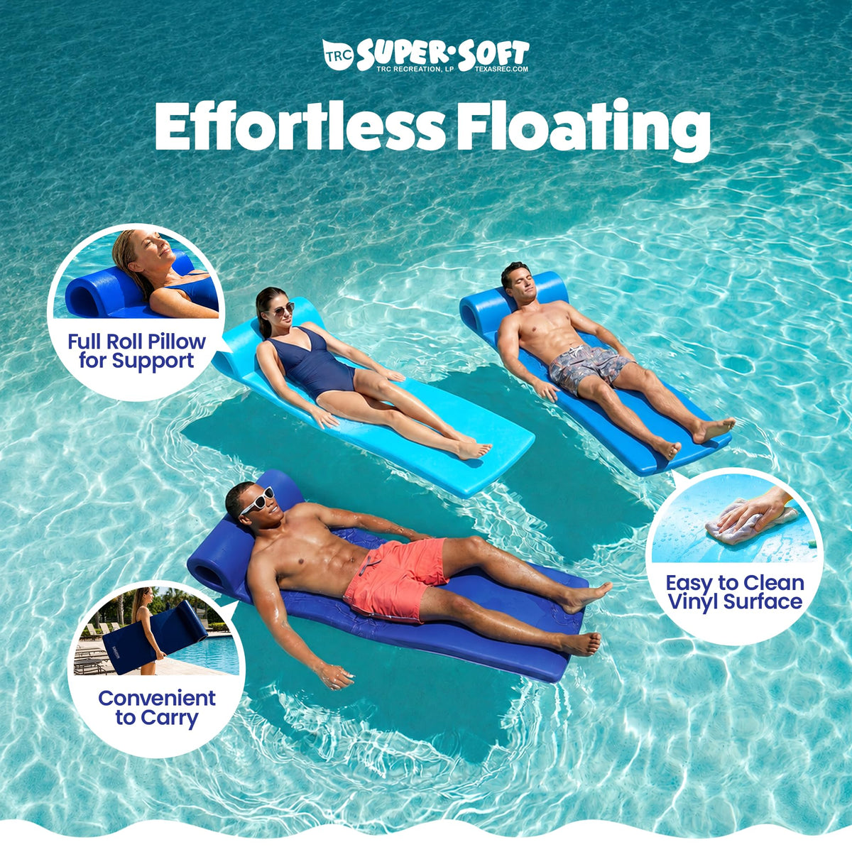 TRC Recreation Sunsation Foam Pool Float Lounger with Headrest
