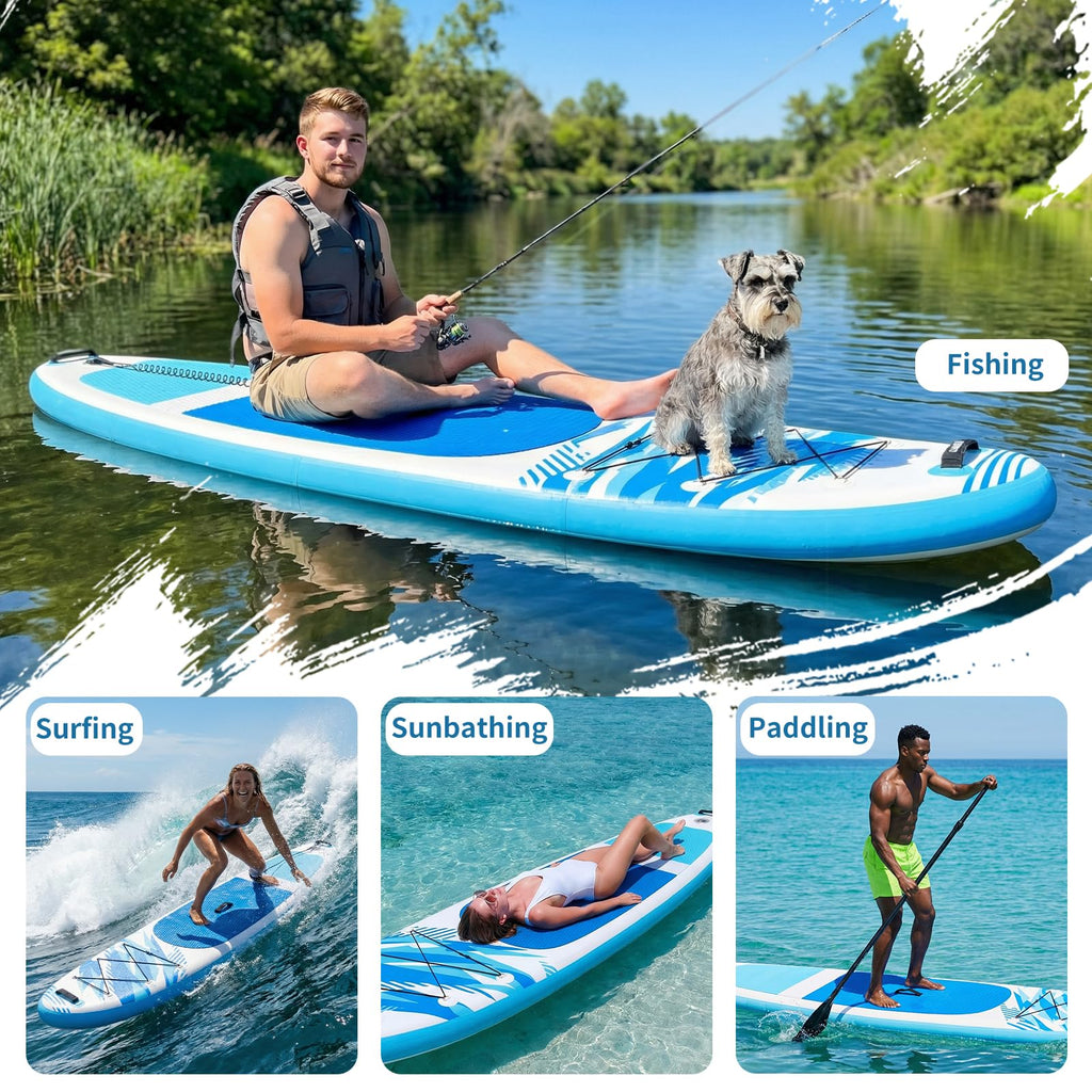 Sweetcrispy Inflatable Stand Up Paddle Board with Premium SUP Paddleboard Accessories,2-in-1 Paddle,Wide Stable Design,Non-Slip Comfort Deck for Adults & Youth of All Skill Levels