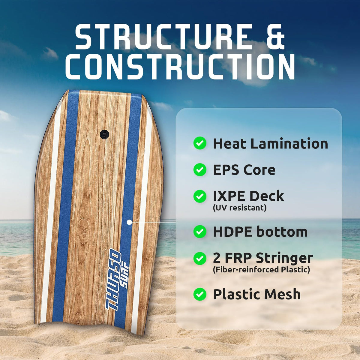 THURSO SURF Bodyboard 42'' Lightweight EPS Core Quill