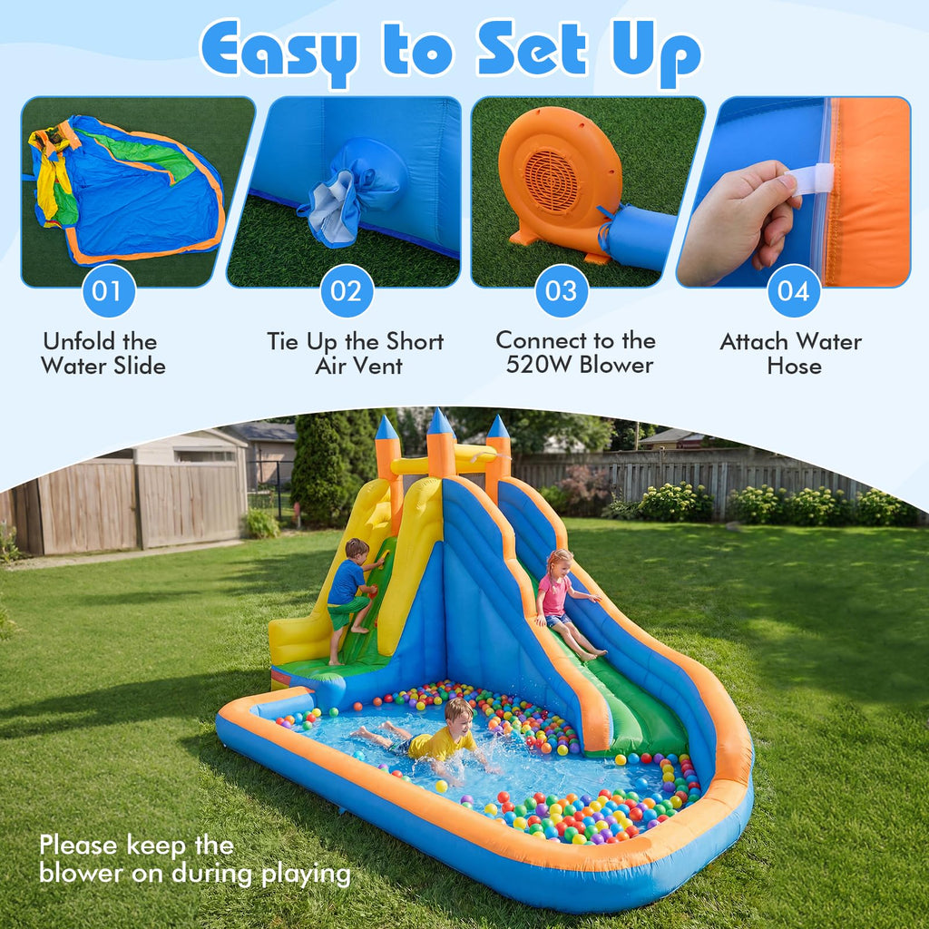 Costzon Inflatable Water Slide Bounce House with Climbing Wall