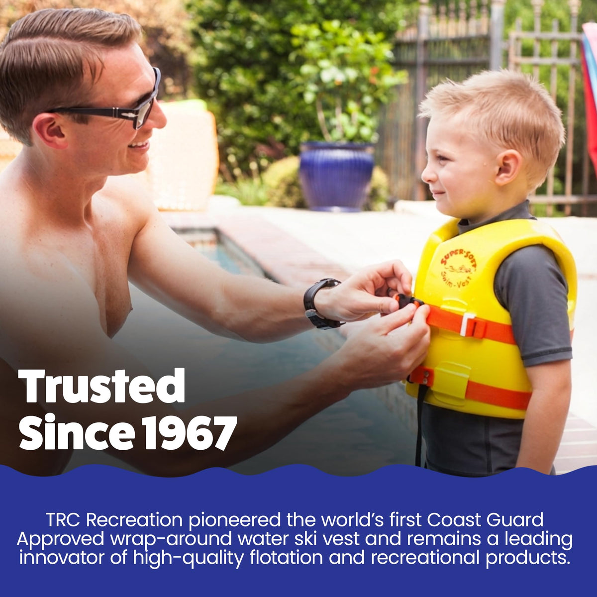 TRC Recreation Super Soft Child Life Jacket USCG Approved Vinyl Coated Foam Swim Vest for Kids Swimming Pool and Beach Gear