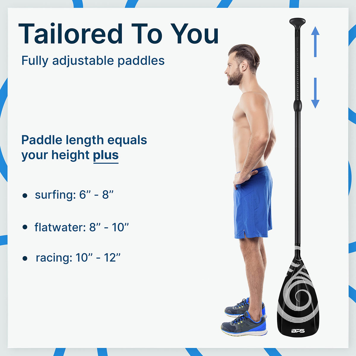 BPS New Zealand 2-Piece Adjustable Stand-up Paddle Board Paddle, Carbon Fiber Shaft - Comes with Carrying Paddle Bag