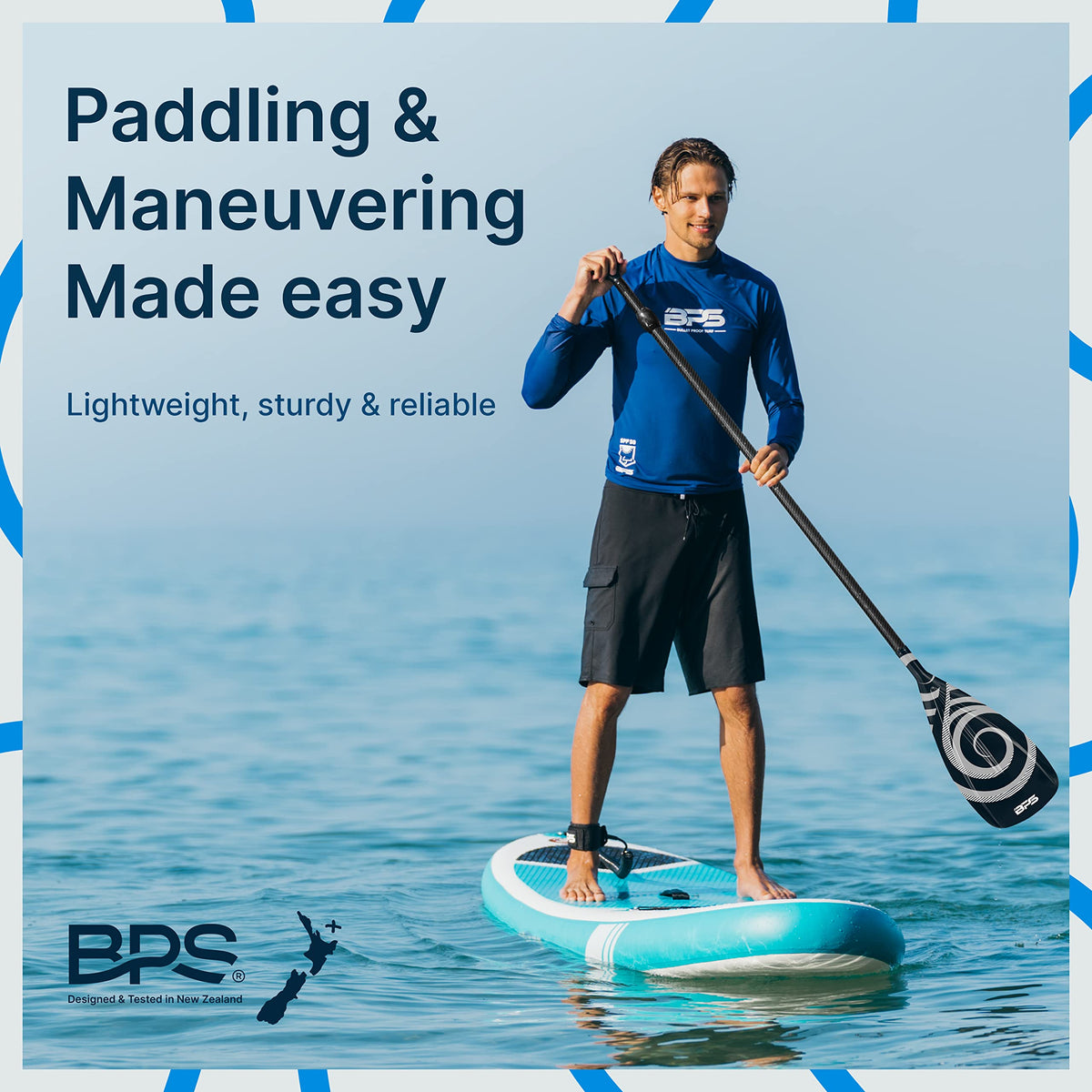 BPS New Zealand 2-Piece Adjustable Stand-up Paddle Board Paddle, Carbon Fiber Shaft - Comes with Carrying Paddle Bag