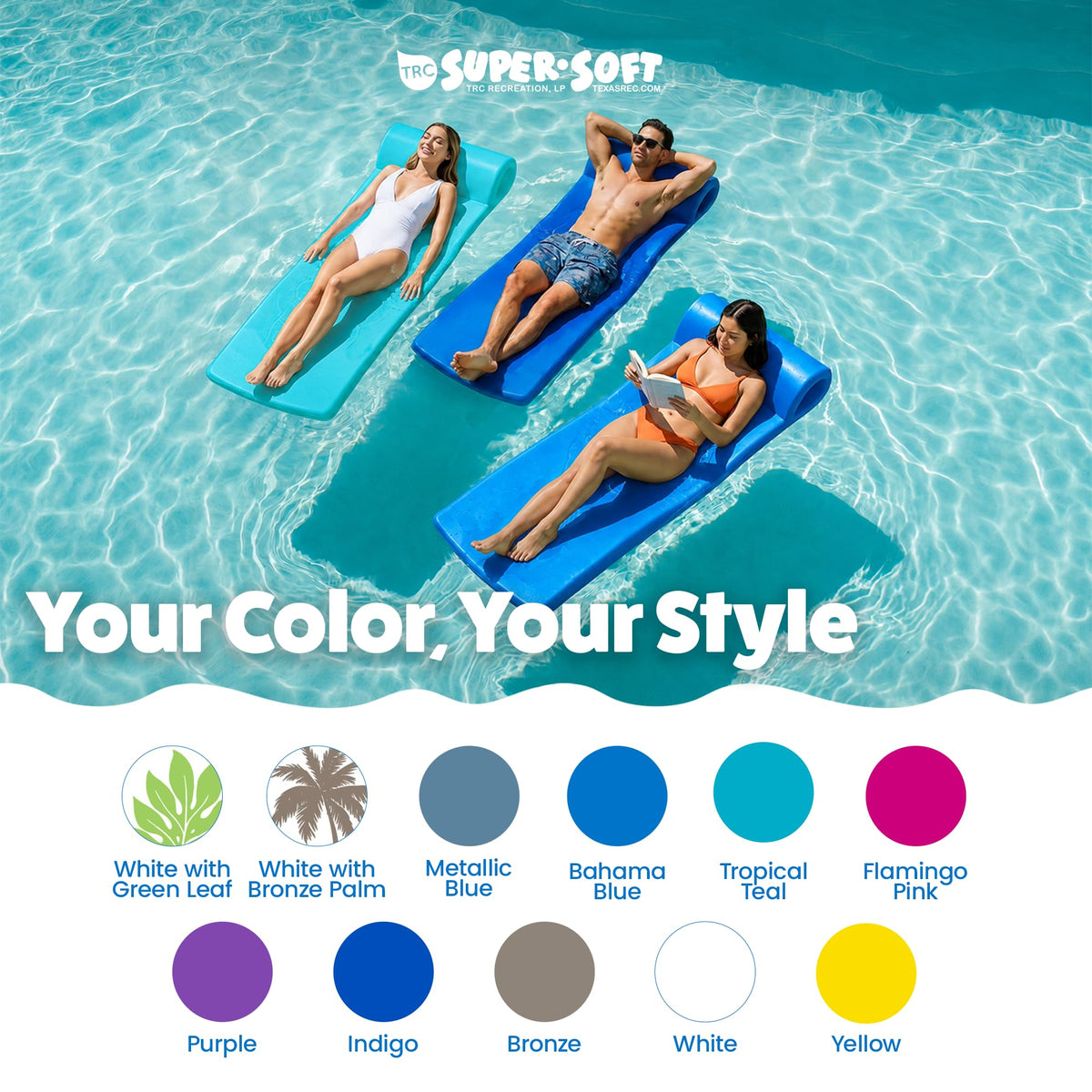 TRC Recreation Sunsation Foam Pool Float Lounger with Headrest