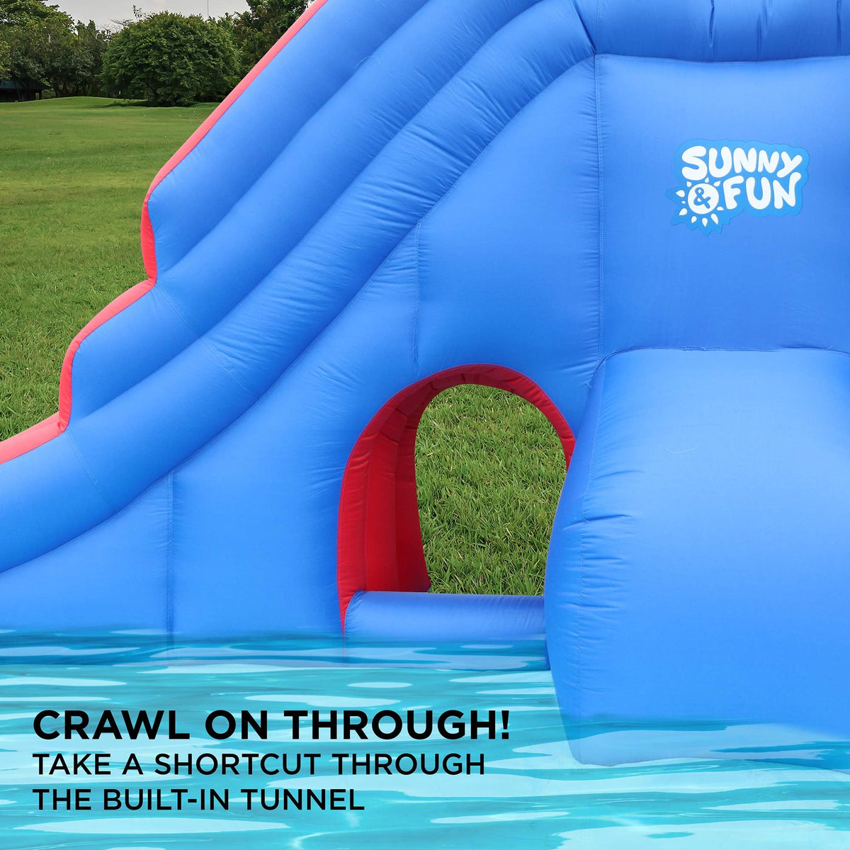 Sunny & Fun Inflatable Water Slide Park with Climbing Wall