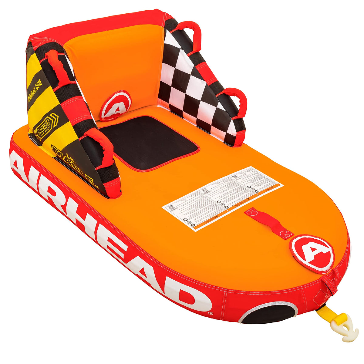 Airhead Mable Towable Tube for Boating, 1-4 Rider Inflatable Boat Tube for Water Tubing, Heavy Duty Full Nylon Cover, EVA Foam Pads, Dual Tow Point, Patented Speed Safety Valve