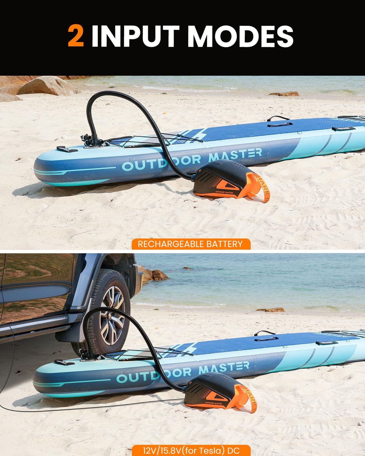 OutdoorMaster Shark 3 Paddle Board Pump Electric 74Wh- 3'50" Fast Inflation