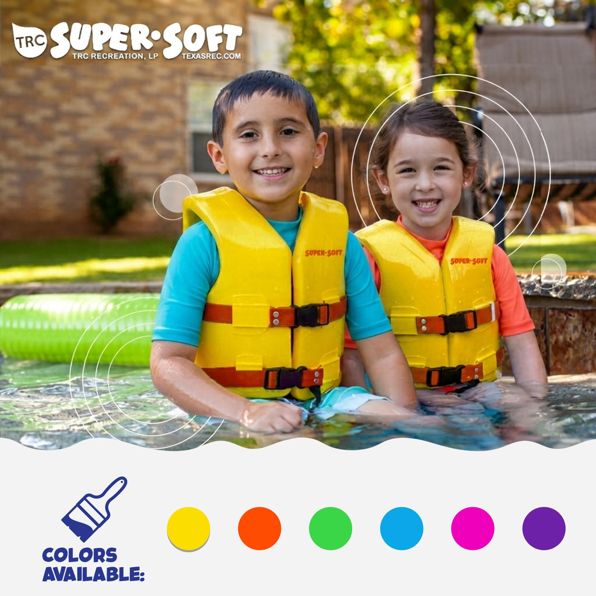 TRC Recreation Super Soft Child Life Jacket USCG Approved Vinyl Coated Foam Swim Vest for Kids Swimming Pool and Beach Gear