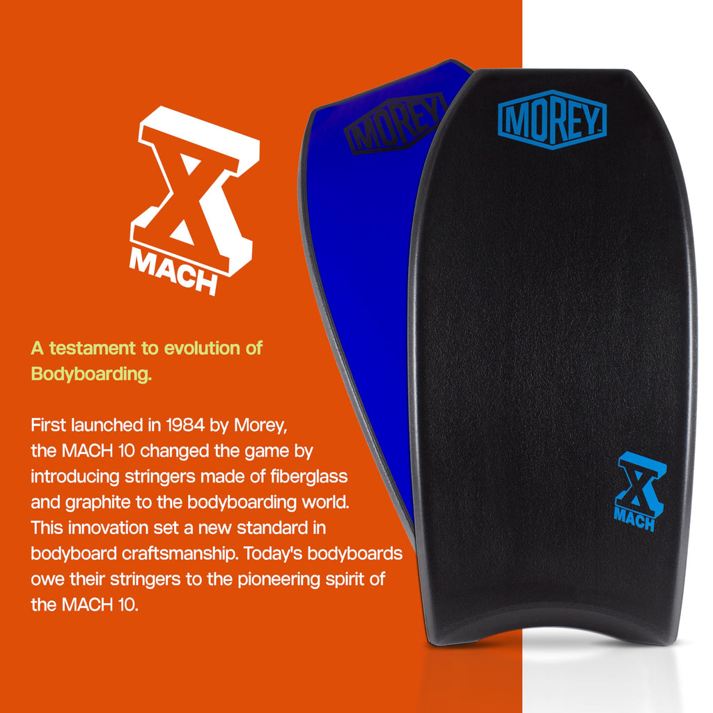 MOREY® Mach 10. Pro Series Bodyboard Built with Strong, Durable Core & Mesh, Slick Bottom for Speed & Crescent Tail (2025 Model)
