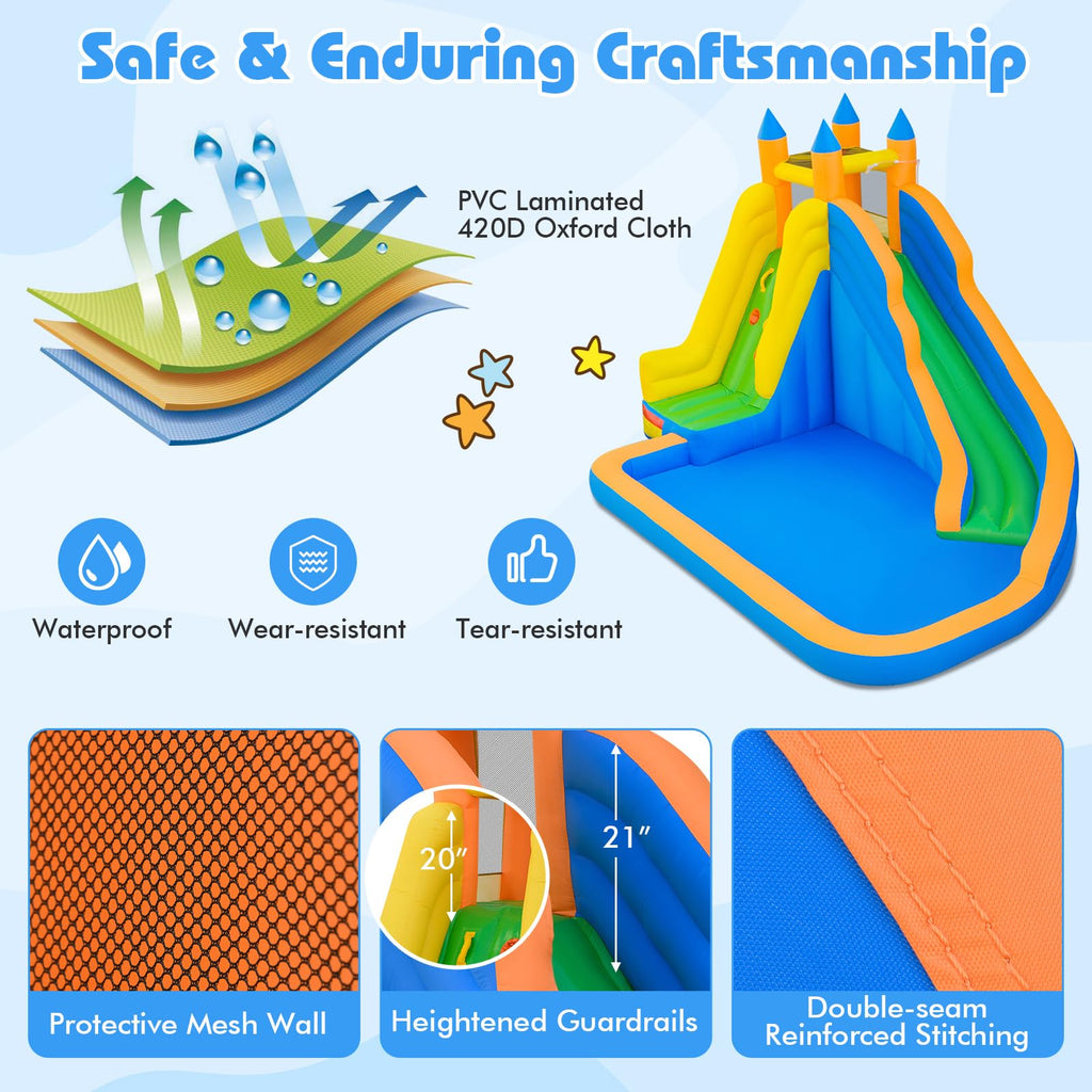 Costzon Inflatable Water Slide Bounce House with Climbing Wall