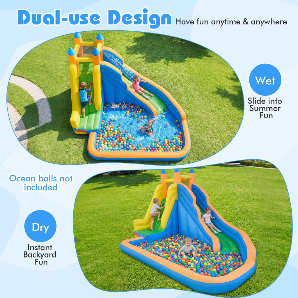 Costzon Inflatable Water Slide Bounce House with Climbing Wall