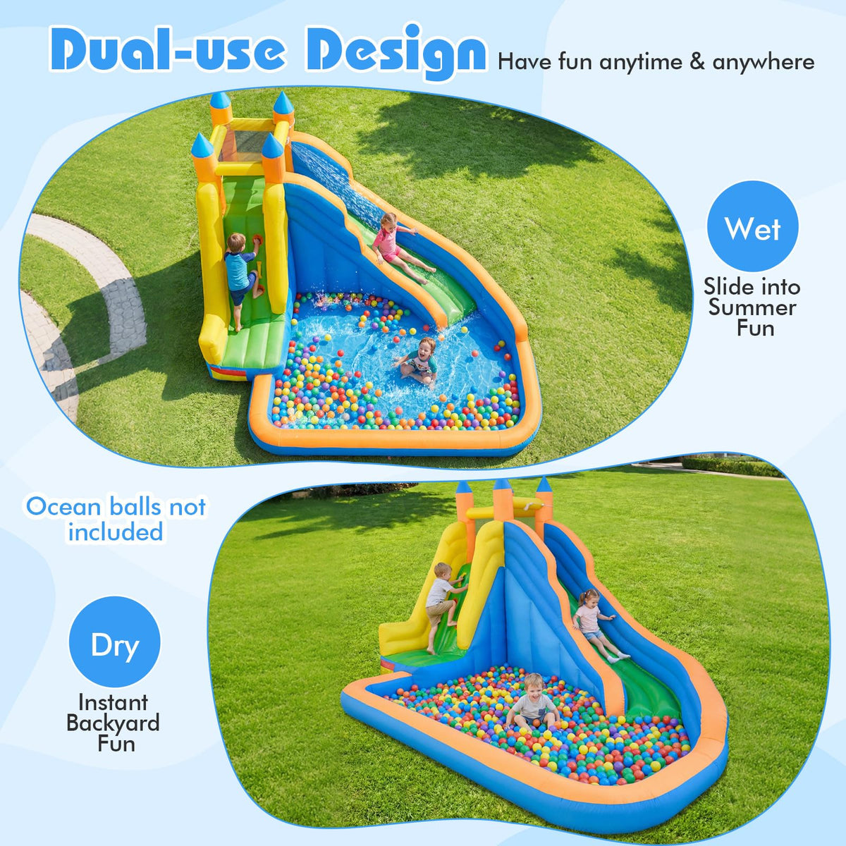 Costzon Inflatable Water Slide Bounce House with Climbing Wall