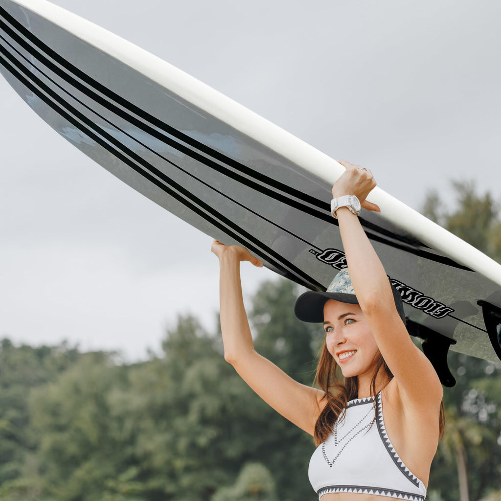 FLOWBOARD Surfboard Softboard Foam - Include (3) Fins 6’ Foot Leash and (2) Wood Stringers Inside Board Availalable in 6' and 7' Short Board and 8' Longboard