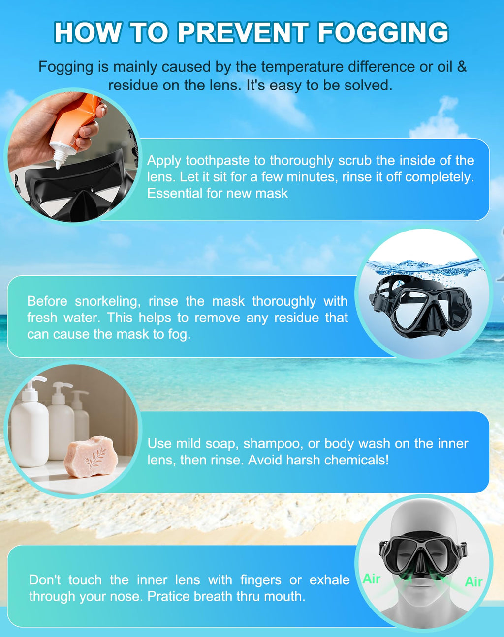 Greatever Snorkeling Gear for Adults Kids, Dry Snorkel Mask Set Anti-Fog