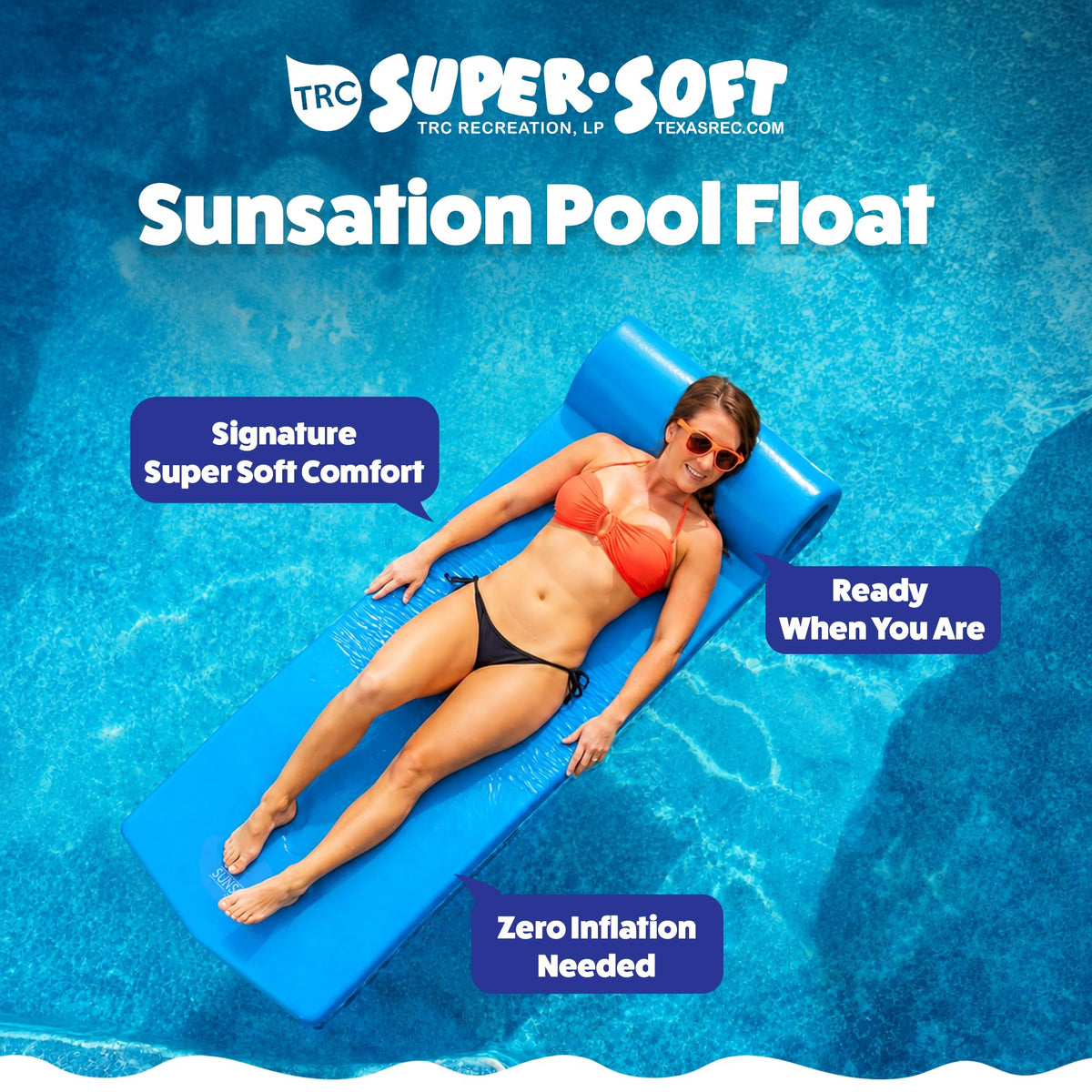 TRC Recreation Sunsation Foam Pool Float Lounger with Headrest