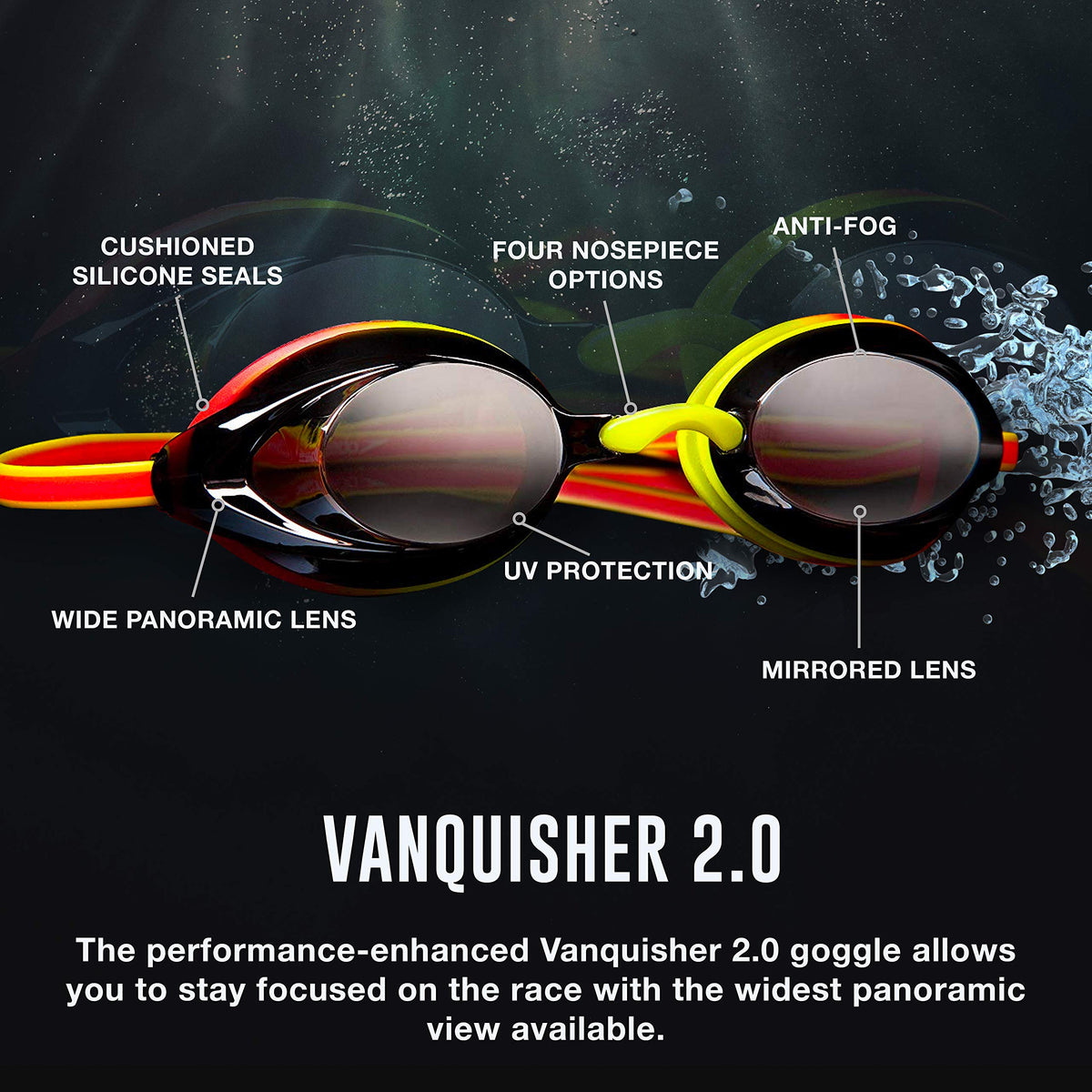 Speedo unisex-adult Swim Goggles Mirrored Vanquisher