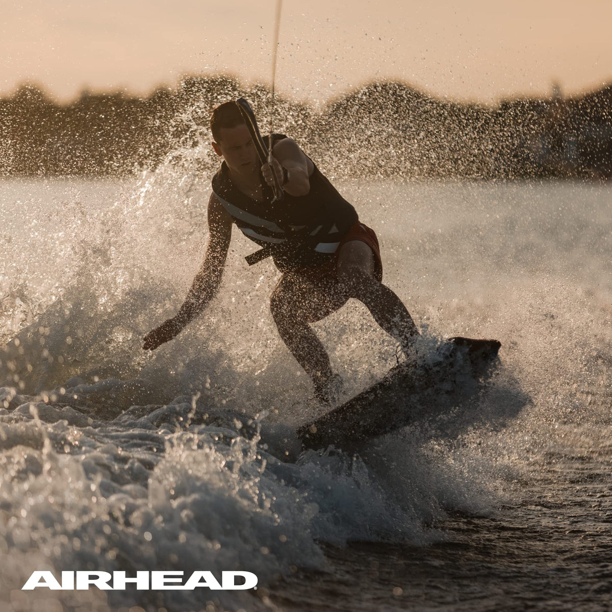 Airhead Dyneema Wakeboard Rope and Handle, No Stretch Tow Rope with EVA Grip, Multi Section Water Ski Wakeboarding Line for Boat Towables, 1,700 lb Break Strength, Up to 75 ft