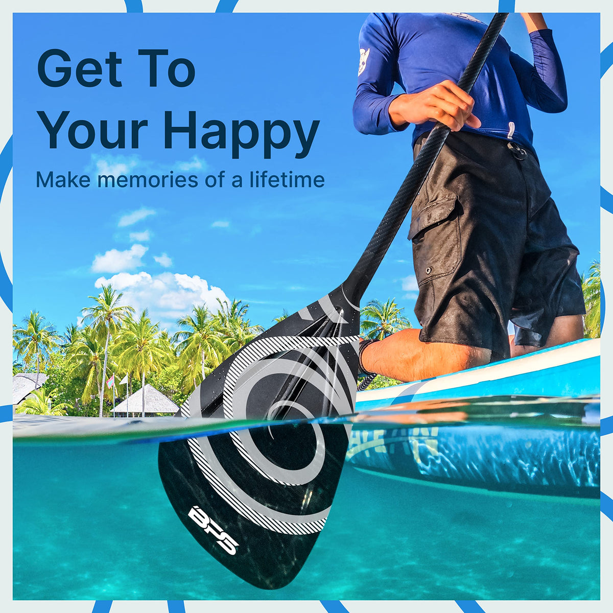 BPS New Zealand 2-Piece Adjustable Stand-up Paddle Board Paddle, Carbon Fiber Shaft - Comes with Carrying Paddle Bag