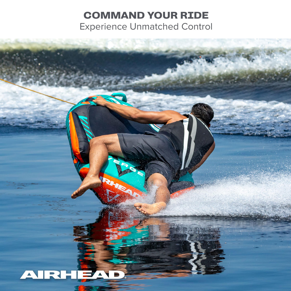 Airhead Slice Towable 2-4 Rider Models, Tube for Boating and Water Sports, Heavy Duty Full Nylon Cover with Zipper, EVA Foam Pads, and Patented Speed Safety Valve for Easy Inflating & Deflating