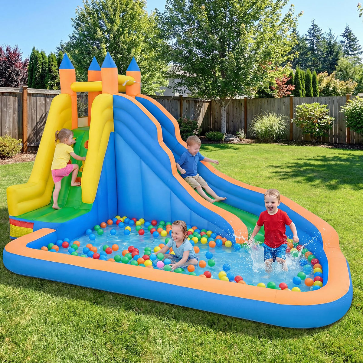 Costzon Inflatable Water Slide Bounce House with Climbing Wall